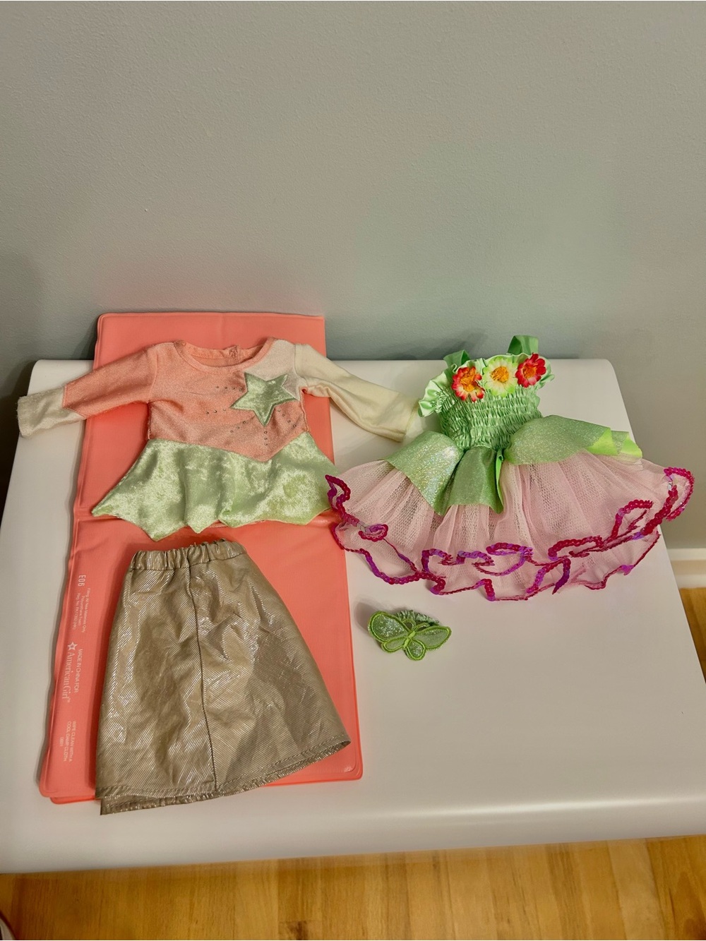 American Girl Gymnastic Leotard and Tumbling Mat, The Bear Factory Tutu Dress